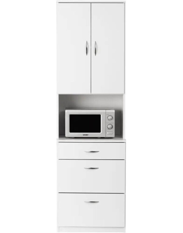 ארון שירות למטבח עם תא למיקרוגל בצבע לבן