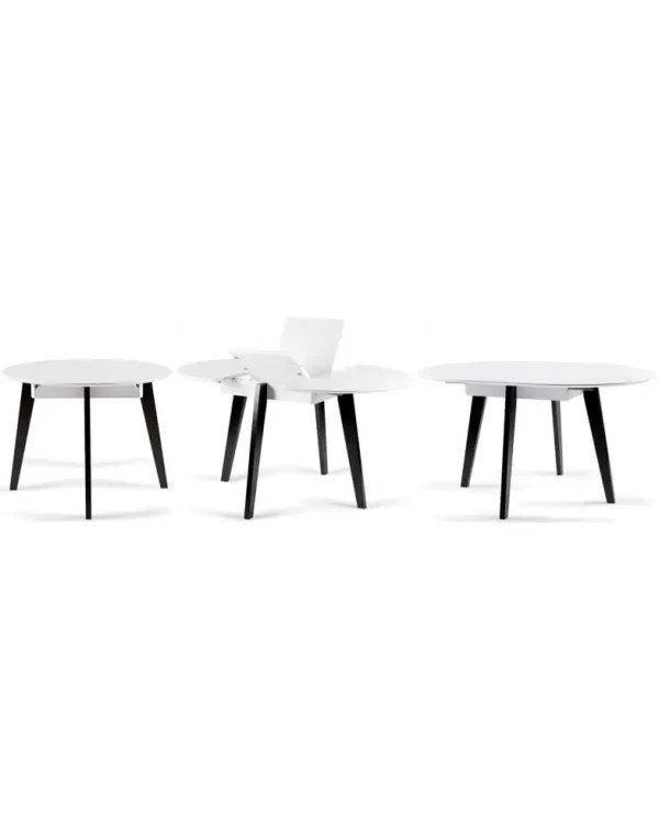 שולחן עץ עגול מתרחב בצבע לבן - הרחבה מהירה