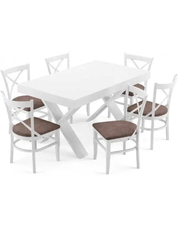 כיסאות אוכל עם משענת קשיחה בצבע לבן מלכותי