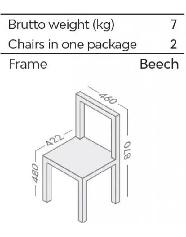 כיסא וינה - שרטוט ומידות