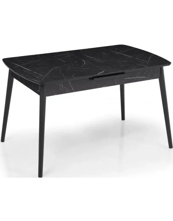 שולחן אוכל מהודר ומתרחב שחור עם מנגנון הרחבה אוטומטי