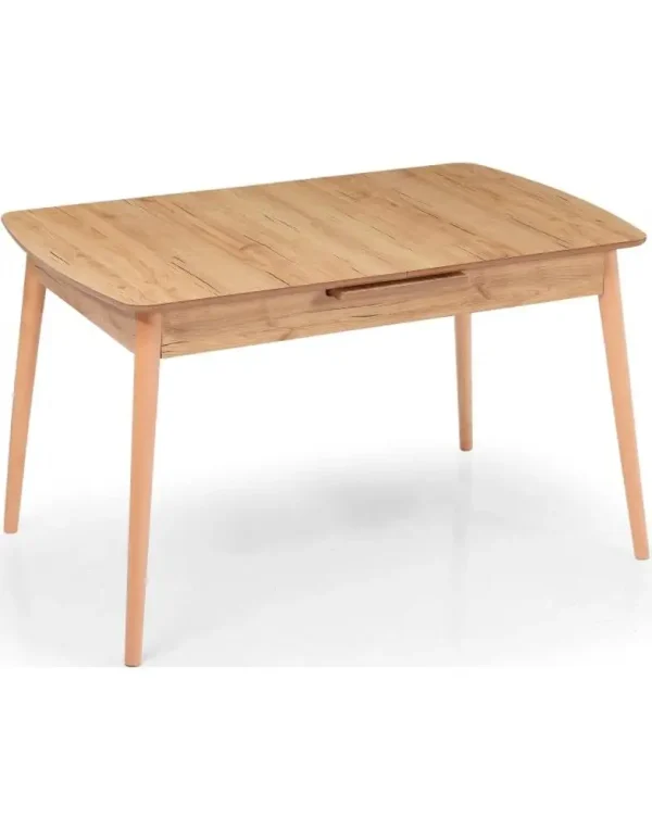 שולחן אוכל מהודר ומתרחב בצבע אלון עם מנגנון הרחבה אוטומטי