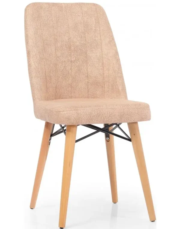 כיסא מהודר מבד קטיפה רך ונעים בצבע בז'