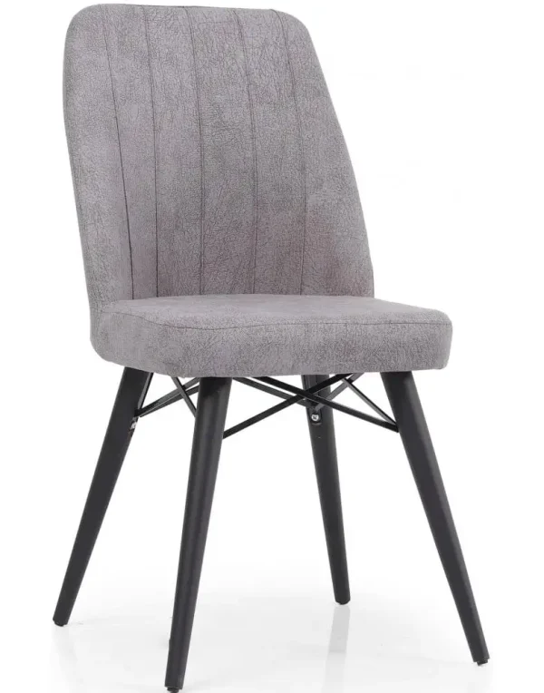 כיסא מרהיב בריפוד קטיפה רך ונעים בצבע אפור
