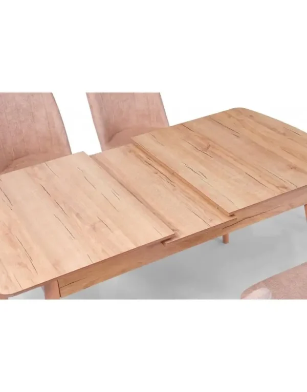 שולחן אוכל מעץ אלון טבעי שנפתח אוטומטית לשמונה סועדים